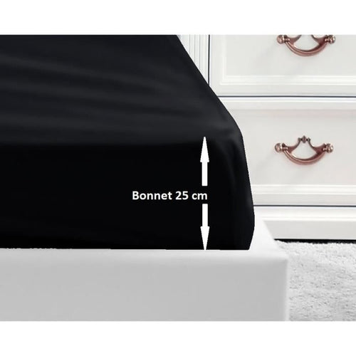 LOVELY HOME Lenzuolo con angoli 100% cotone 90x190x25 cm nero