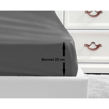 LOVELY HOME Lenzuolo con angoli 100% cotone 140x190x25 cm grigio scuro