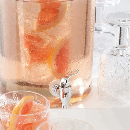 Caraffa in vetro dispenser per bevande con rubinetto ed infusore 4 Lt