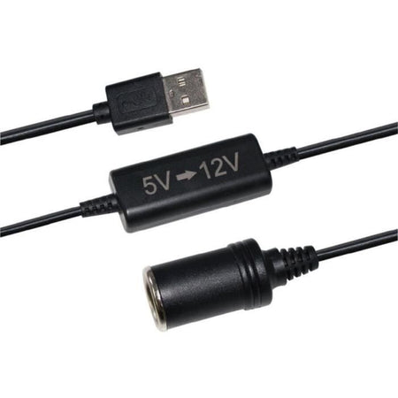 Convertitore presa accendisigari USB 5V a 12V - HTC EQUIPMENT - cavo 12W e 120cm