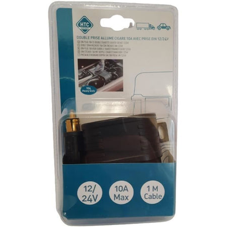 Doppia presa accendisigari 12/24V - HTC EQUIPMENT - Con fusibile da 10A