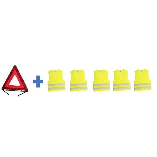 Pacchetto di sicurezza - HTC EQUIPEMENT - 1 triangolo + 5 giubbotti di sicurezza XL per adulti