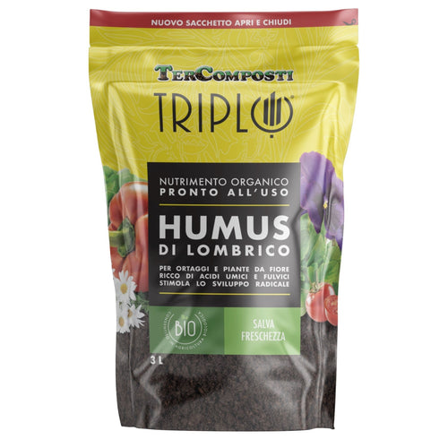 Humus di Lombrico Lt 3 Nutrimento Organico Inodore Bio Pronto Uso TerComposti
