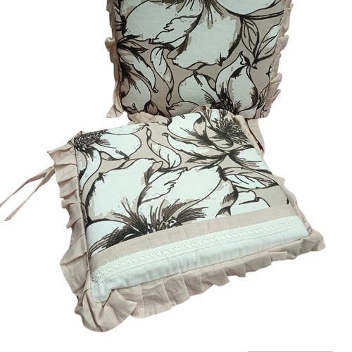 Coprisedia 40x40 Cotone e Lino Preziosa Rugiada con Frill