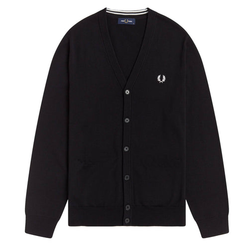 Fred Perry Cardigan Uomo Tinta Unita 100% Cotone Maniche Lunghe Maglione Pullover con Bottoni Logo Ricamato Collo A Scialle