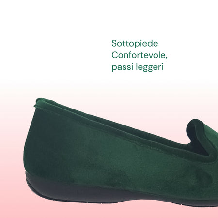 Dorea magiche ballerine donna scarpe in vellutino rasato eleganti friulane per ricevimenti, vera produzione artigianale spagnola