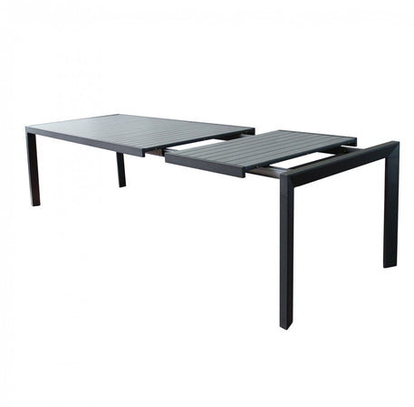 Tavolo in alluminio piano effetto legno "Bahia" allungabile per esterno e giardino 190/250 cm