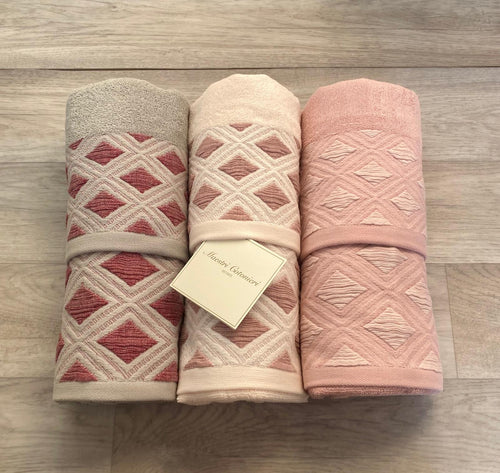 Set Asciugamani 3+3 Maestri Cotonieri Rombi  Spugna di Cotone
