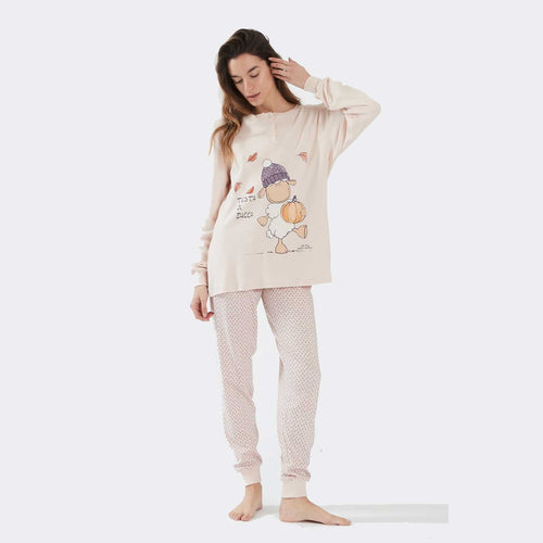 Pigiama Autunno/Inverno Donna Happy People Zucca 100% Cotone