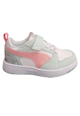 Sneakers Bambini Puma Rebound Grigio Rosa - Scarpe Alte Ginnastica Velcro