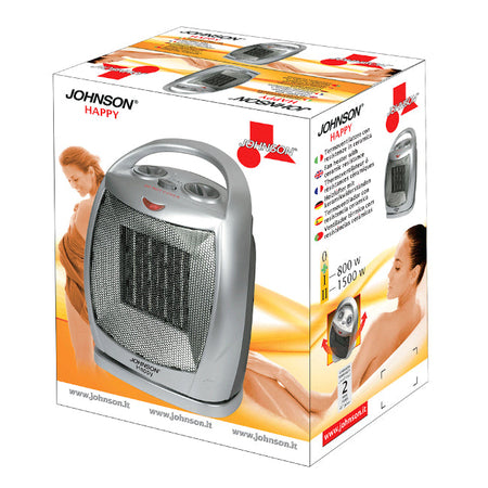 Happy Termoventilatore Ceramico Potenza 800-1500W Oscillazione Selezionabile 2 Elementi Riscaldanti Basso Consumo