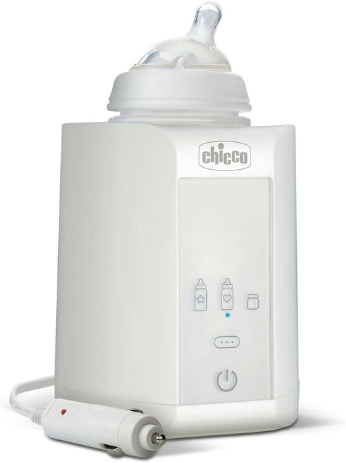 CHICCO Scaldabiberon Portatile da Viaggio e Scalda Pappa con 3 Programmi e Spegnimento Automatico, Scalda in Modo Graduale, Anche per Vasetti e Latte Materno, Mantiene il Calore, 220W, Bianco