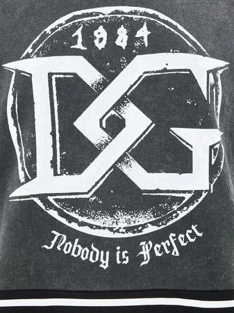 Dolce &amp; Gabbana Felpa Nera Delave con Stampa 'Nobody is Perfect' da uomo