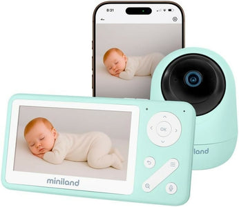 Miniland Digimonitor Anywhere Baby Monitor Dual con Telecamera Motorizzata | Monitor 4,2” e App Mobile | Visione Notturna, Registrazione SD, Comunicazione Bidirezionale