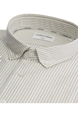 calvin klein CAMICIA WASHED OXFORD STRIPE SLIM da uomo