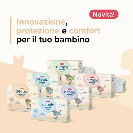Buona D-Topic Pannolini per neonati e bambini - con Tecnologia pH Comfort - Dermatologicamente testati, Cotone Naturale, Materiali Traspiranti Delicati sulla Pelle dei Bambini - tutte le misure disponibili - 3 pacchi - PREZZO PER 3 CONFEZIONI