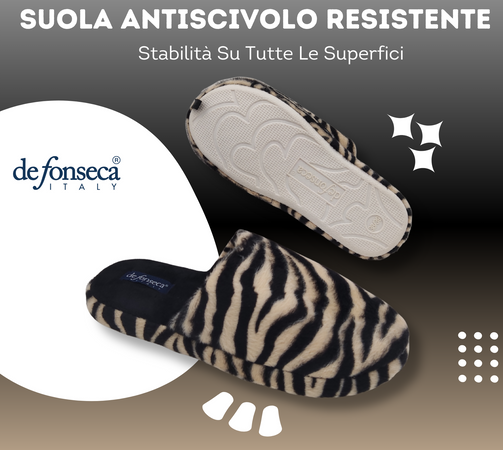 de fonseca Ciabatte Donna Invernali da Casa, Pantofole Calde e Pelose, Pantofola Animalier Leopardata