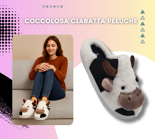 Ciabatte Animali da Donna, Pantofole Invernali Calde e Pelose, Morbide e Simpatiche Babbucce a Mucca