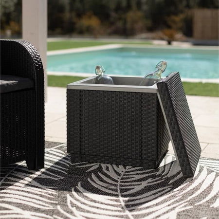 Tavolino da salotto in resina intrecciata ALLIBERT - Grigio