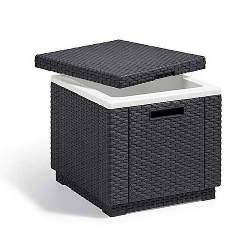 Tavolino da salotto in resina intrecciata ALLIBERT - Grigio