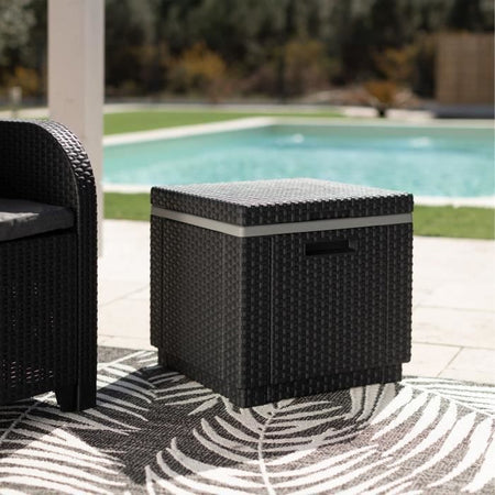 Tavolino da salotto in resina intrecciata ALLIBERT - Grigio