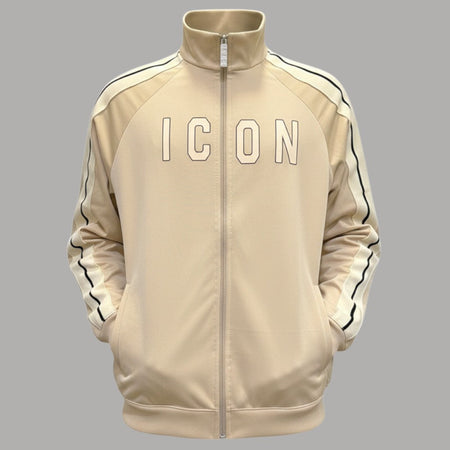 ICON felpa avorio con zip e bande laterali ICUF2W6F025