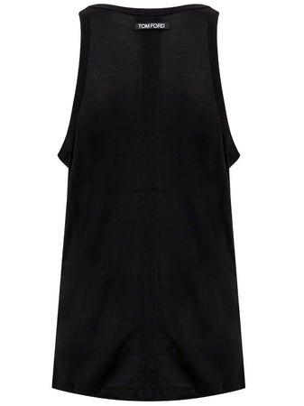 Tom Ford Top smanicato in seta nera da donna