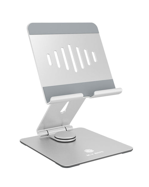 ICY BOX Supporto per tablet fino a 12.9- girevole e regolabile- alluminio