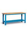 Banco lavoro per magazzino con struttura in acciaio e piano di legno cm. 200x75x88h