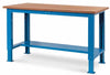 Banco da lavoro di acciaio verniciato fornito smontato con piano in faggio cm. 102,4x75x74/110