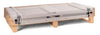Banco lavoro metallico fornito smontato per officina con piano di legno cm. 150x75x74/111h