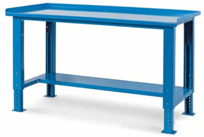 Banco da magazzino e officina in metallo verniciato grigio o blu fornito smontato cm. 150,7x70,5x74/111h