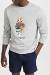 Ralph Lauren Felpa Uomo Polo Bear Fleece Sweatshirt Girocollo Grigia Senza Cappuccio Felpa Polo Orsetto Multicolore
