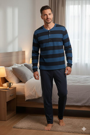 Pigiama Uomo Autunno/Inverno Karel KF3121PLU in Caldo Cotone Interlock