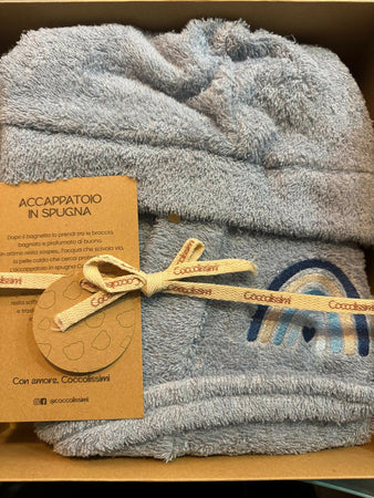 COCCOLISSIMI accappatoio con maniche in spugna di cotone, serie RAINBOW, grafica ricamata, pratico ed avvolgente, la qualità per il tuo bambino, taglia 18/24 mesi