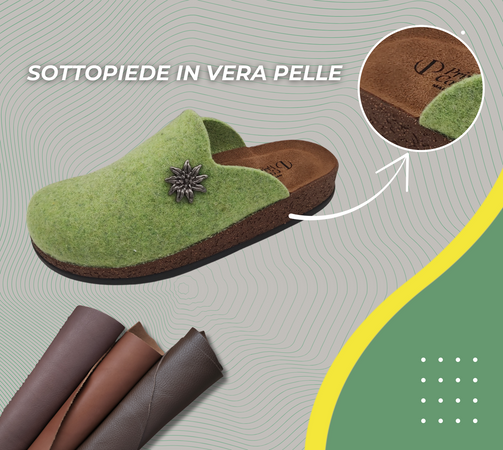 Originali Zoccoli Alpini, Ciabatte Uomo e Donna Invernali, Calde Sabot Tirolesi in Lana Cotta, 100% Made in Italy