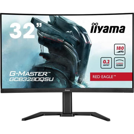 Monitor PC - IIYAMA - GCB3280QSU-B2 - 31.5 QHD - VA - 180Hz - 0.2ms - HUB HDMI/DP/USB - Supporto regolabile - Curvo 1500R - Nero
