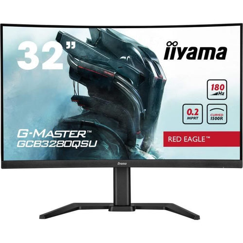 Monitor PC - IIYAMA - GCB3280QSU-B2 - 31.5 QHD - VA - 180Hz - 0.2ms - HUB HDMI/DP/USB - Supporto regolabile - Curvo 1500R - Nero