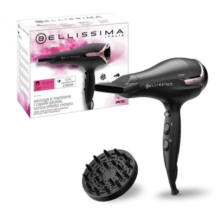 Asciugacapelli - Bellissima - Ionic S9 2300W - Per Capelli Lisci e Mossi - 2 Velocità 3 Temperature - Diffusore Concentratore