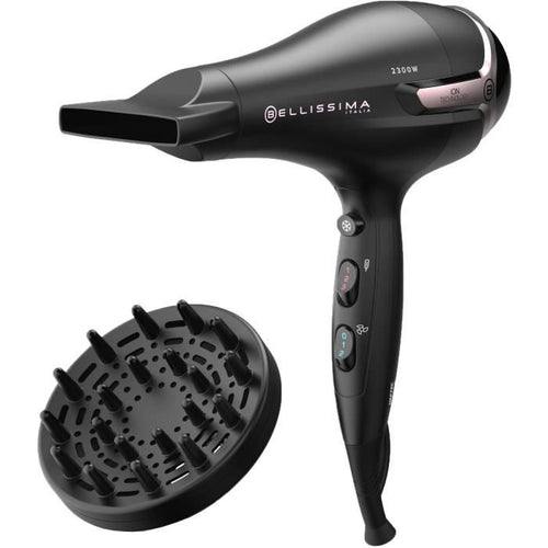 Asciugacapelli - Bellissima - Ionic S9 2300W - Per Capelli Lisci e Mossi - 2 Velocità 3 Temperature - Diffusore Concentratore