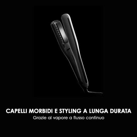 Piastra a Vapore Professionale - Bellissima - Steam Elixir - Piastra in Ceramica + Olio di Argan + Custodia Protettiva - 4 Temperature
