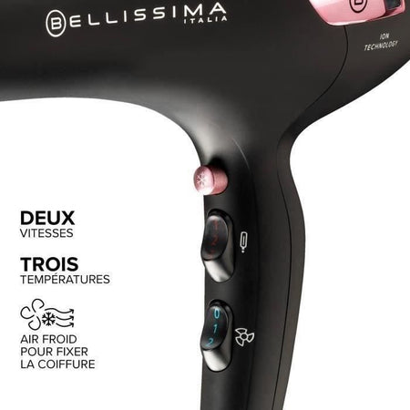 Asciugacapelli - Bellissima - Professional Light Ionic P7 3000 - Concentratore + Diffusore - 3 Temperature di Asciugatura Rapida - 2100W