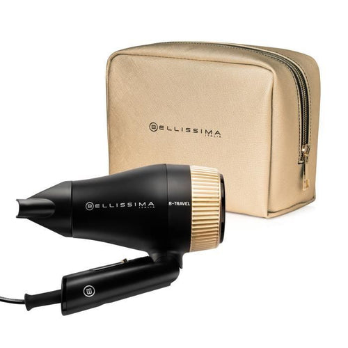 Asciugacapelli - Bellissima - Compatto da Viaggio per Tutti i Tipi di Capelli - Manico Pieghevole - 2 Combinazioni e Custodia da Viaggio - 1400W