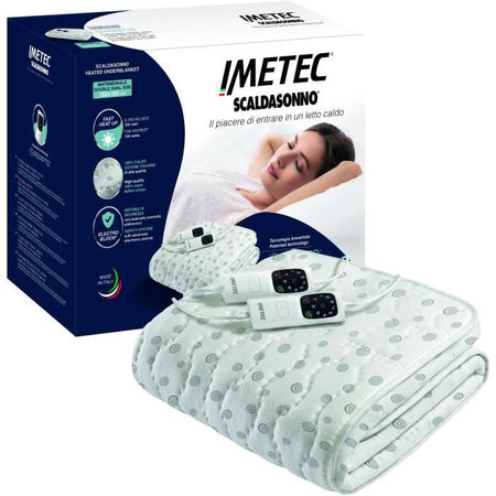 Coprimaterasso Riscaldato - Imetec - 2 Posti Adapto, 150x160 cm - 6 Temperature di Riscaldamento Rapido - 100% Cotone - Temperatura Costante