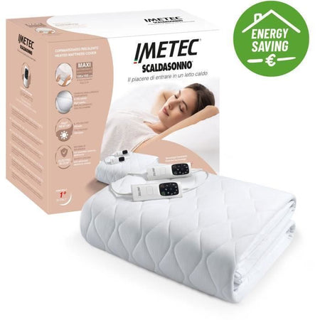 Coprimaterasso Riscaldato - Imetec - 2 Posti Adapto Maxi, 195x165 cm - 6 Temperature - Tessuto Anallergico - Temperatura Costante