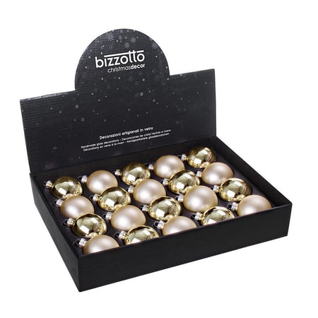 Sfere in vetro decorate, color Champagne, confezione mista