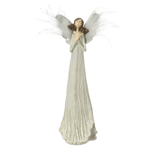 Angelo per presepe statuetta decorazione natalizia, bianco da 36 cm