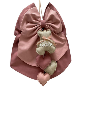 Fiocco nascita in cotone personalizzabile fatto a mano 35 x h 40 cm "Made in Italy"