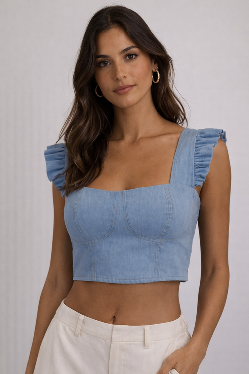 Top in jeans cotone