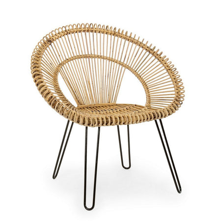 Poltrona "Esteban" per interno, Seduta In Rattan Ed Intreccio In Kubu 83 x 64 x 89h cm